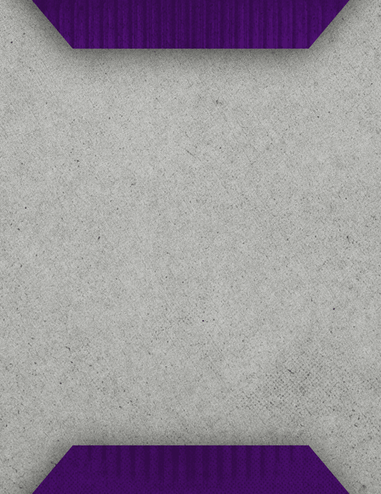 A textured gray background with two purple trapezoid shapes positioned at the top and bottom edges. Description generated by AI