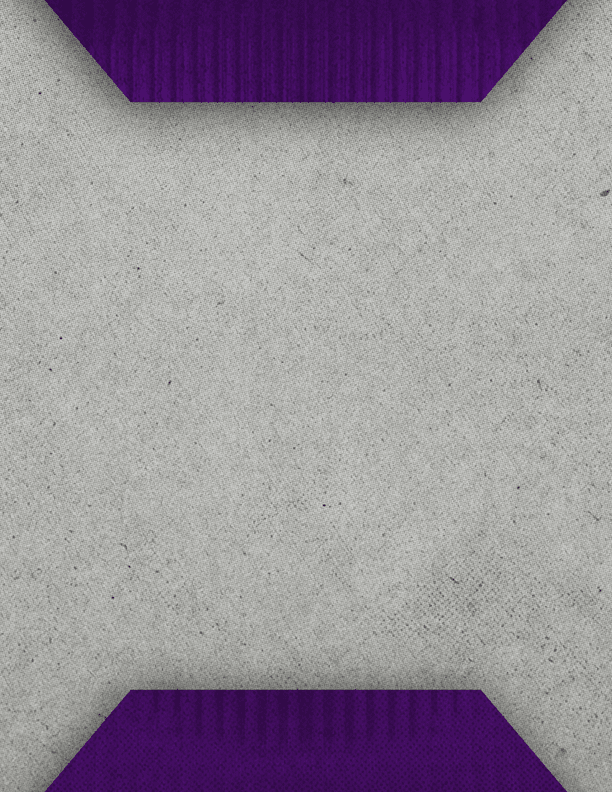 A textured gray background with a purple geometric border featuring triangular cutouts along the top and bottom edges. Description generated by AI