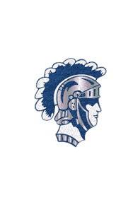 A stylized side profile of a classical warrior helmet with a plume, rendered in blue and silver tones. Description generated by AI