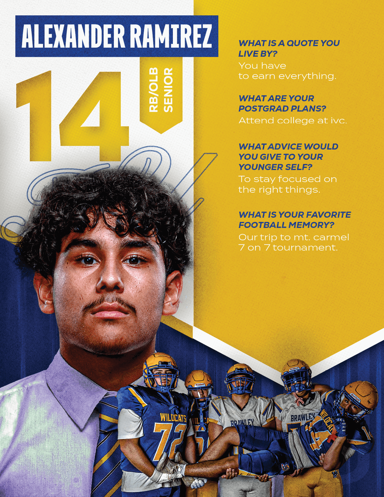A football player wearing a blue and red jersey with the number 15 on the back. Description generated by AI