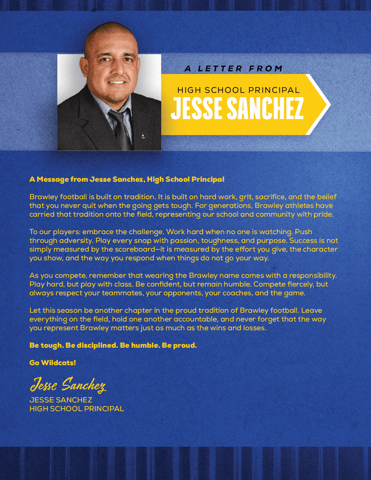 A letter from a football coach. Description generated by AI