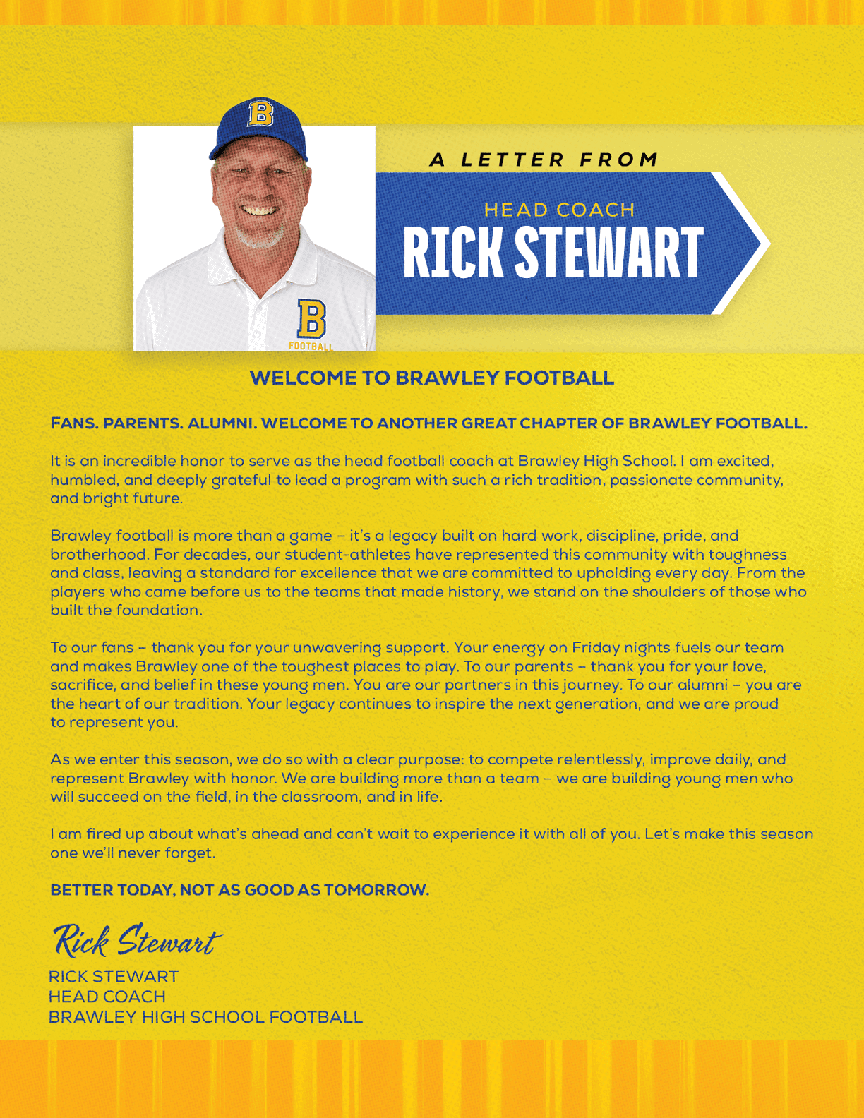 A letter from a football coach. Description generated by AI