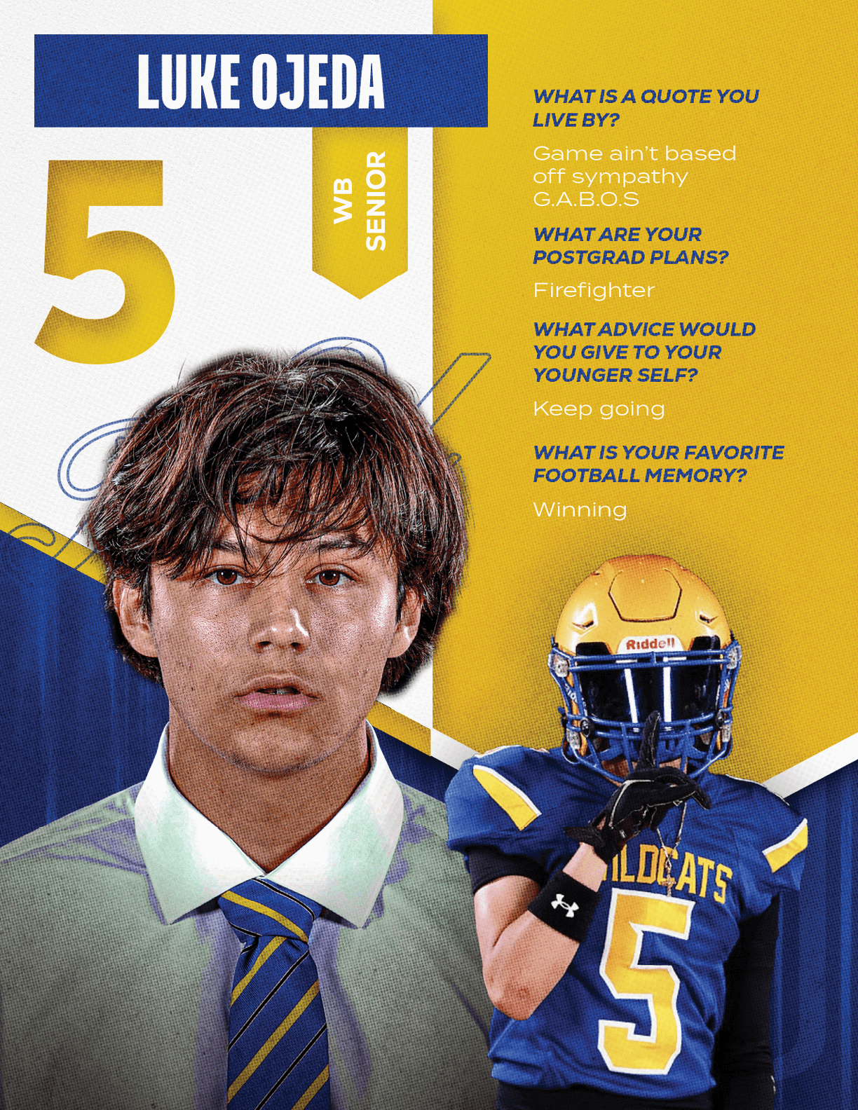A football player wearing a blue and red jersey with the number 15 on the back. Description generated by AI
