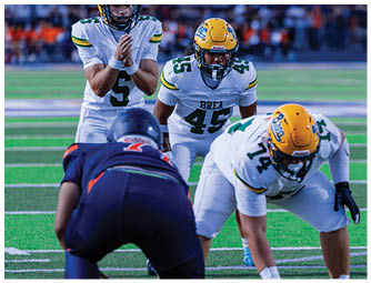 A group of football players on a field. Description generated by AI