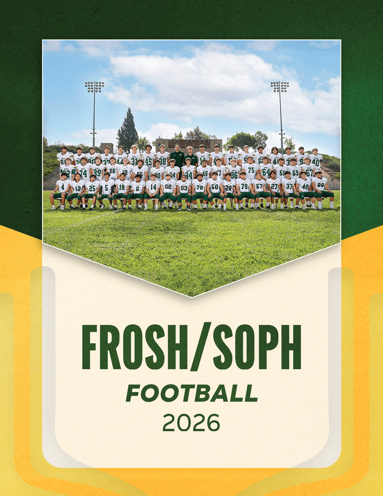 A group of football players sitting on a bench. Description generated by AI