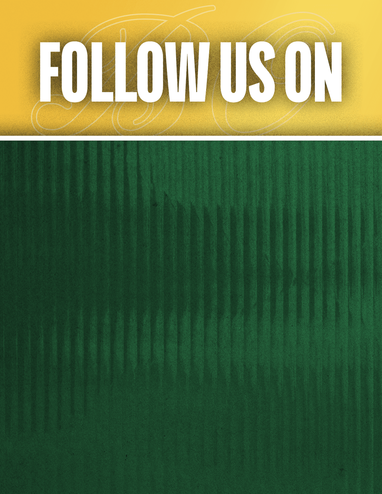 A black and red sign that says Follow Us On. Description generated by AI