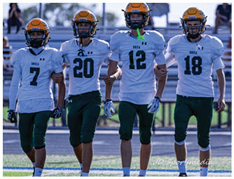 A group of football players on a field. Description generated by AI