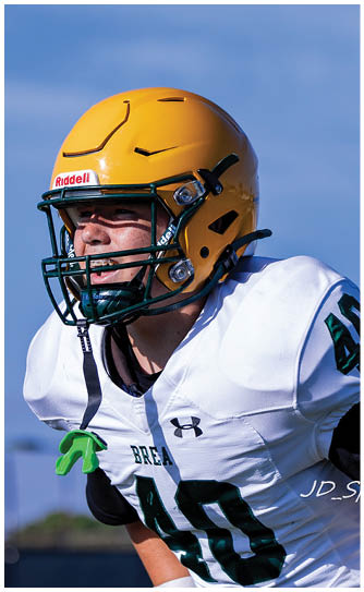 A football player catching a ball. Description generated by AI