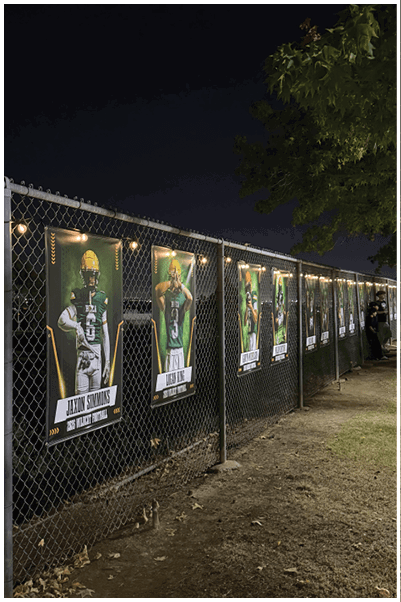 A football game is being played on a field. Description generated by AI
