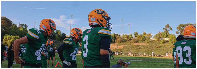 A group of football players on a field. Description generated by AI