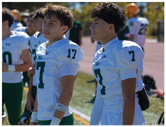 A group of football players on a field. Description generated by AI