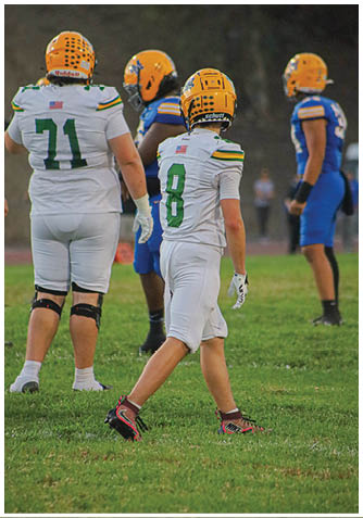 A football player wearing a blue jersey with the number 58 on it. Description generated by AI