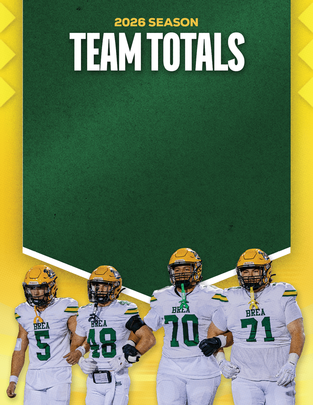 A group of football players standing on the field. Description generated by AI
