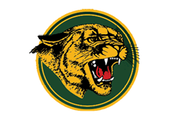 A green and gold eagle with the letters M and M on its chest. Description generated by AI