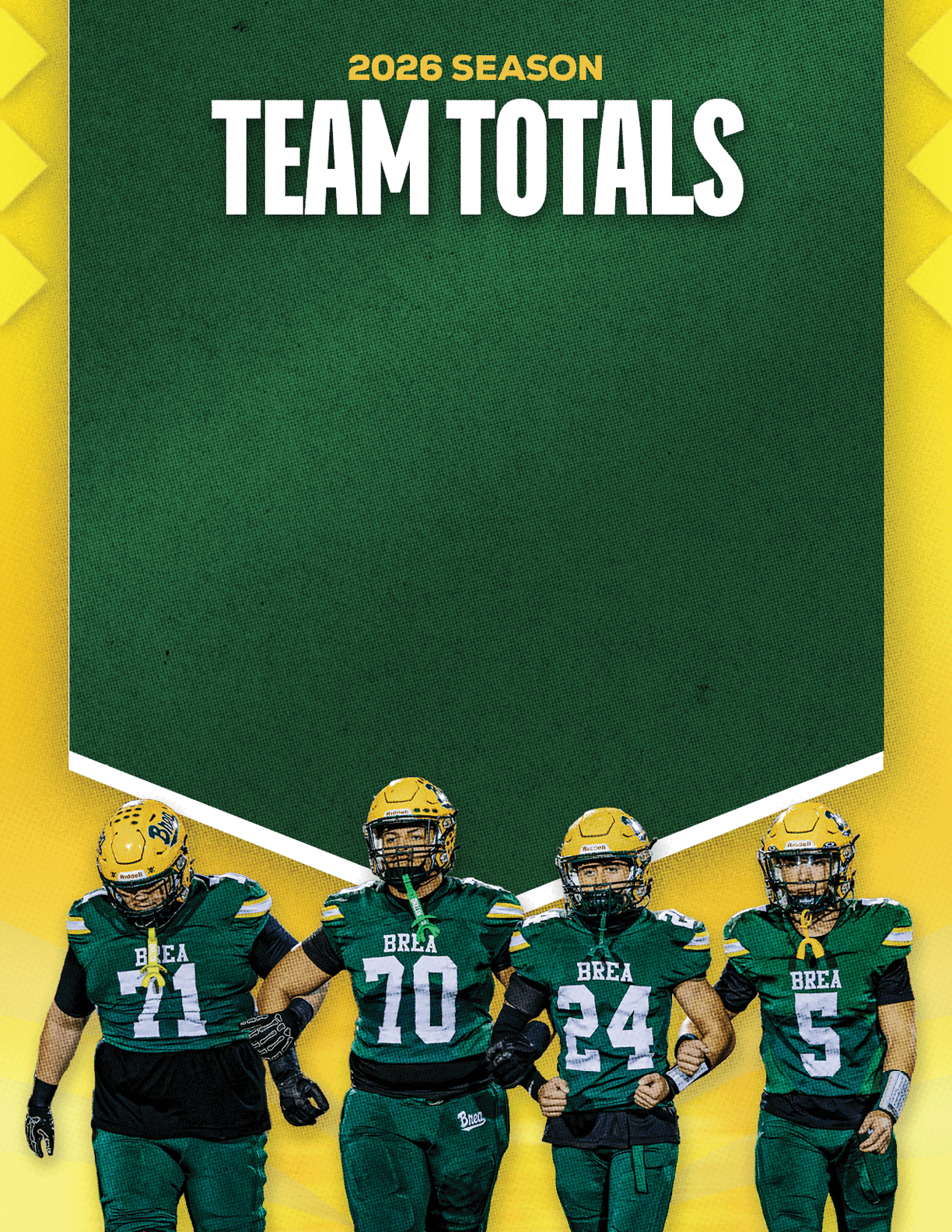 A group of football players standing on the field. Description generated by AI