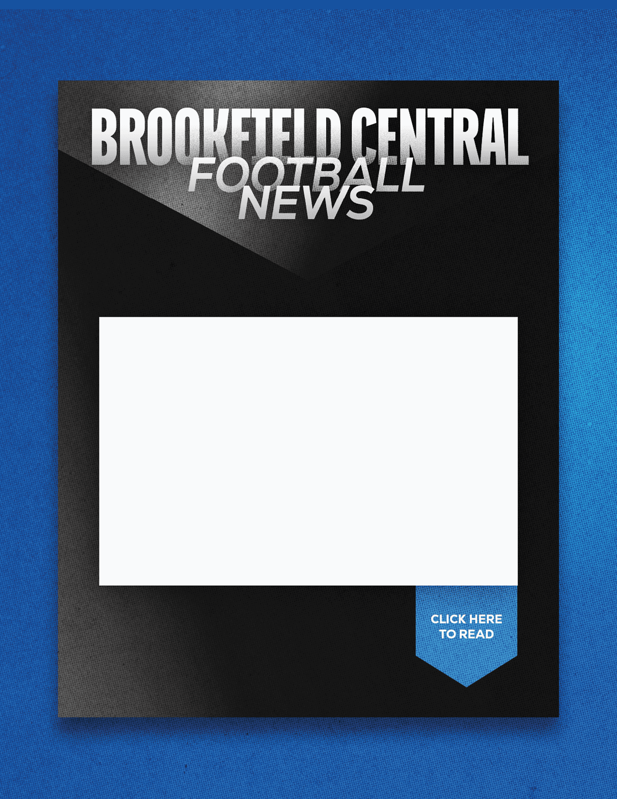 A red and blue sign with a blank space for a headline. Description generated by AI