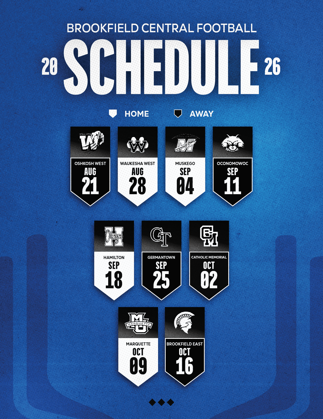A football schedule for the 2014 season. Description generated by AI