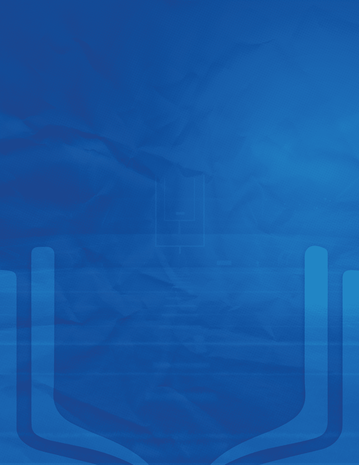 A blue background with a subtle abstract design featuring curved lines and a faint rectangular shape in the center. Description generated by AI