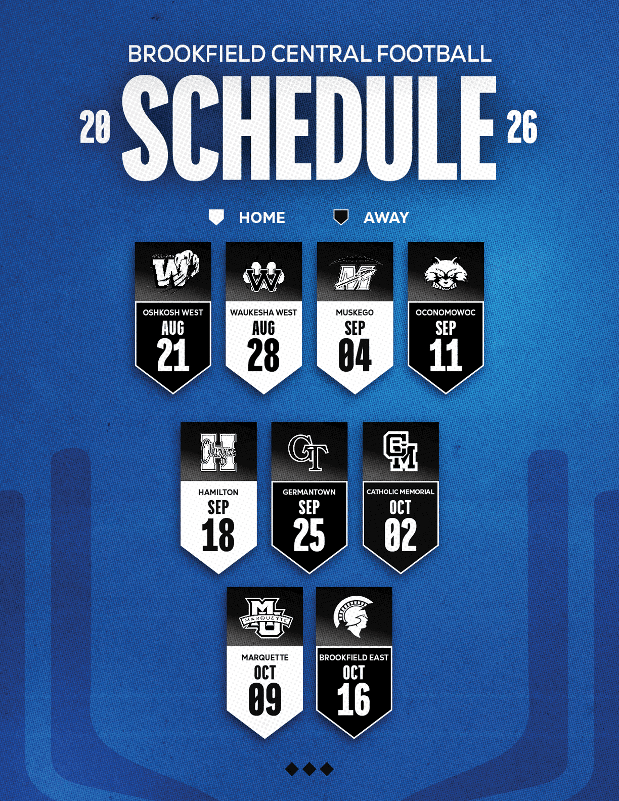 A football schedule for the 2014 season. Description generated by AI