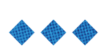 Three blue diamond-shaped patterns with a textured grid design are evenly spaced on a white background. Description generated by AI