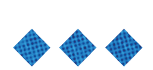 Three blue diamond-shaped patterns with a textured grid design are evenly spaced on a white background. Description generated by AI