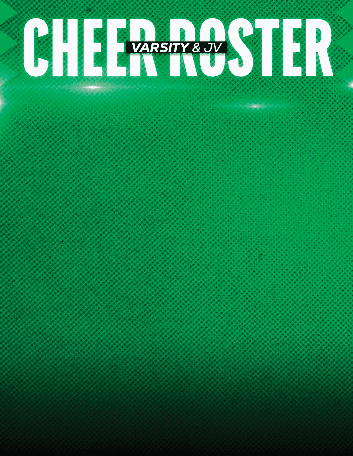 The image features bold white text reading “VARSITY/JV" with smaller text "2026 ROSTER" above a dark textured background. Descripci n generada con IA