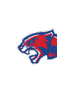 A stylized roaring panther head logo in red, white, and blue with bold outlines and sharp angular features. Descripci n generada con IA