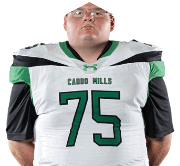A person stands facing forward wearing a white and green football jersey with the number 75 and green pants against a white background. Descripci n generada con IA