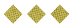 Three golden diamond shapes with a textured pattern are evenly spaced on a white background. Description generated by AI