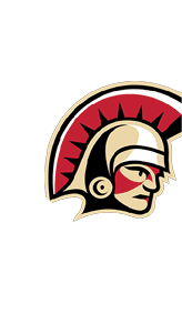 A stylized graphic of a Spartan warrior's head wearing a helmet with a red and black plume. Description generated by AI