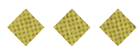 Three golden diamond shapes with a textured pattern are evenly spaced on a white background. Description generated by AI