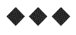 Three golden diamond-shaped waffle pieces arranged in a horizontal row on a white background. Description generated by AI