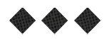 Three black diamond shapes with a subtle grid pattern are evenly spaced on a white background. Description generated by AI