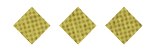 Three black diamond shapes with a subtle grid pattern are evenly spaced on a white background. Description generated by AI