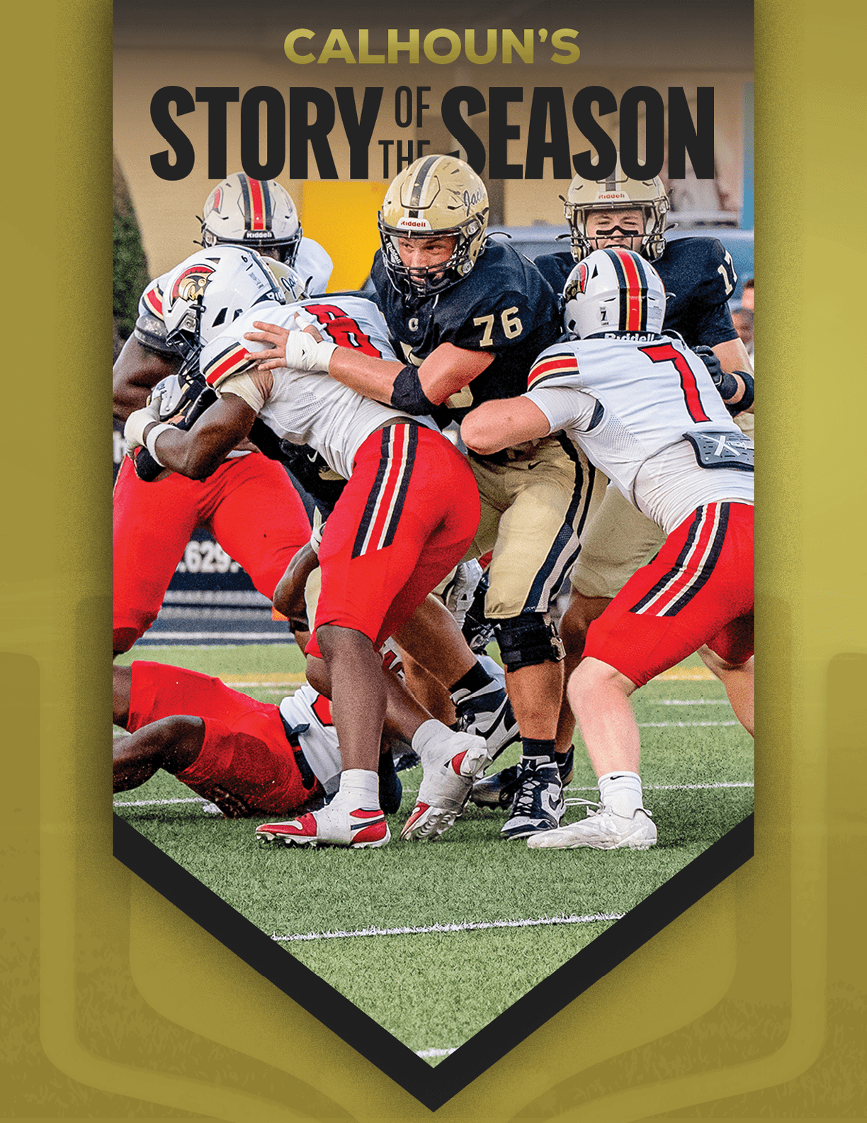 A group of football players huddled together. Description generated by AI