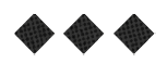 Three golden diamond-shaped waffle pieces arranged in a horizontal row on a white background. Description generated by AI
