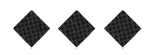 Three black diamond shapes with a subtle grid pattern are evenly spaced on a white background. Description generated by AI