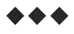 Three black diamond shapes with a subtle grid pattern are evenly spaced on a white background. Description generated by AI