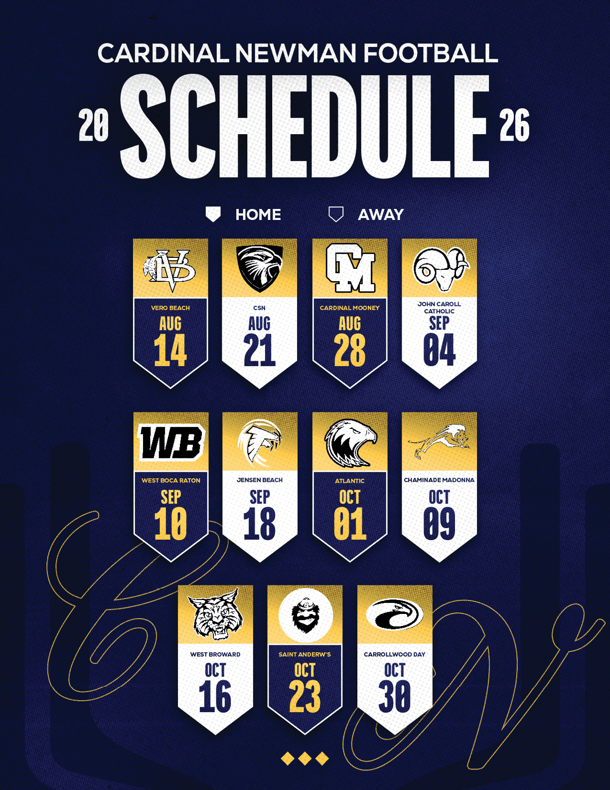 A football schedule for the 2014 season. Description generated by AI