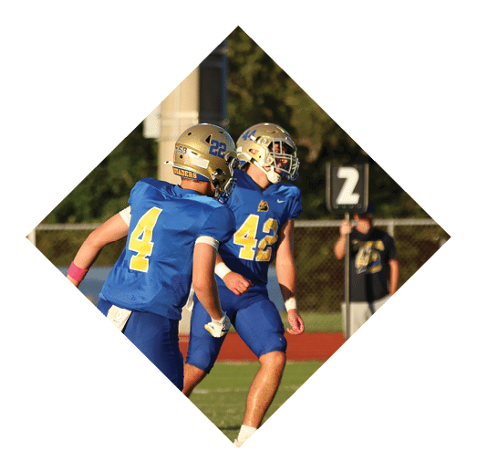 A football player wearing a black jersey with the number 16 on it is holding a football. AI generated content