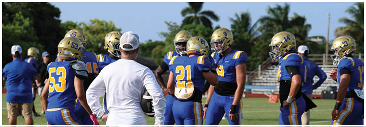 A group of football players on a field. Description generated by AI