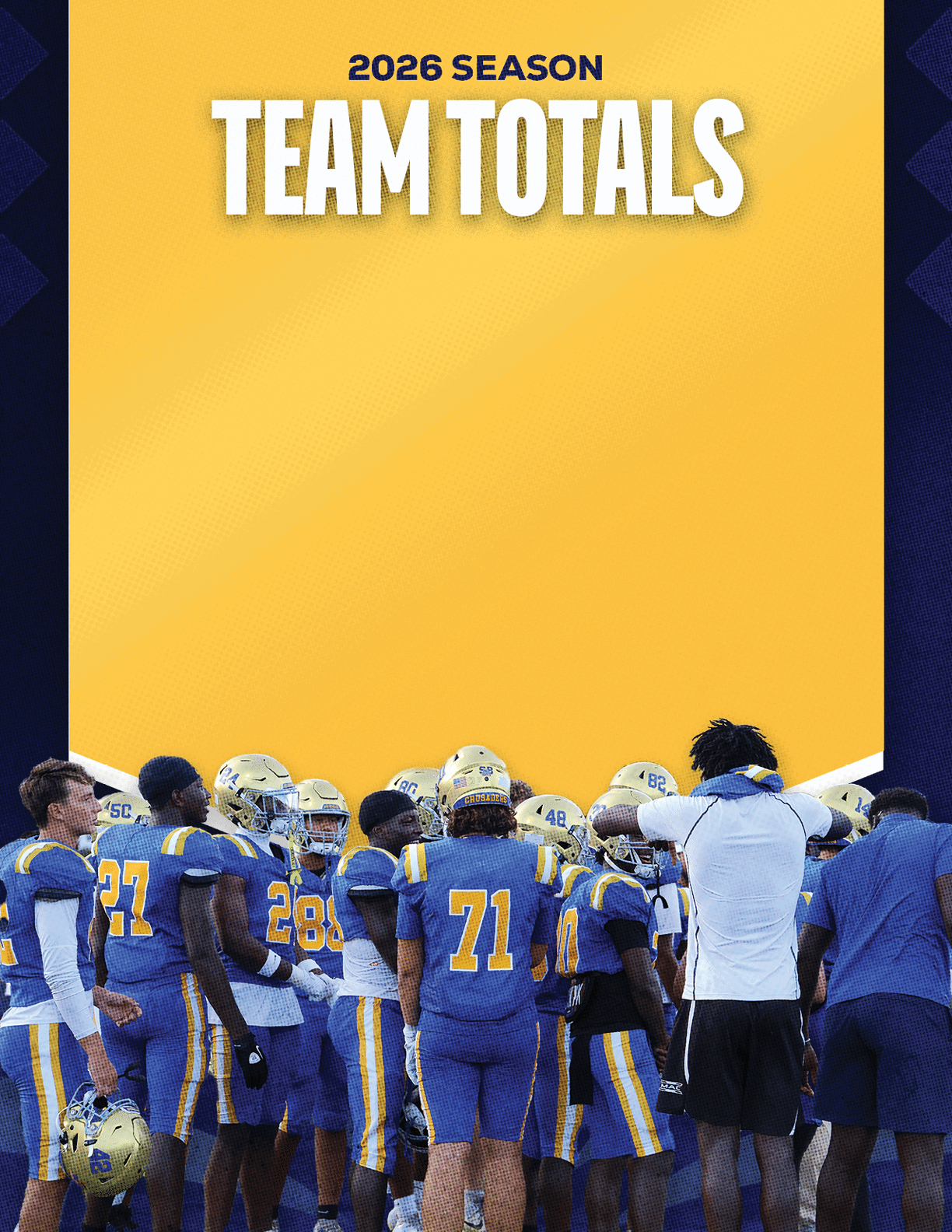 A group of football players standing on a field. Description generated by AI