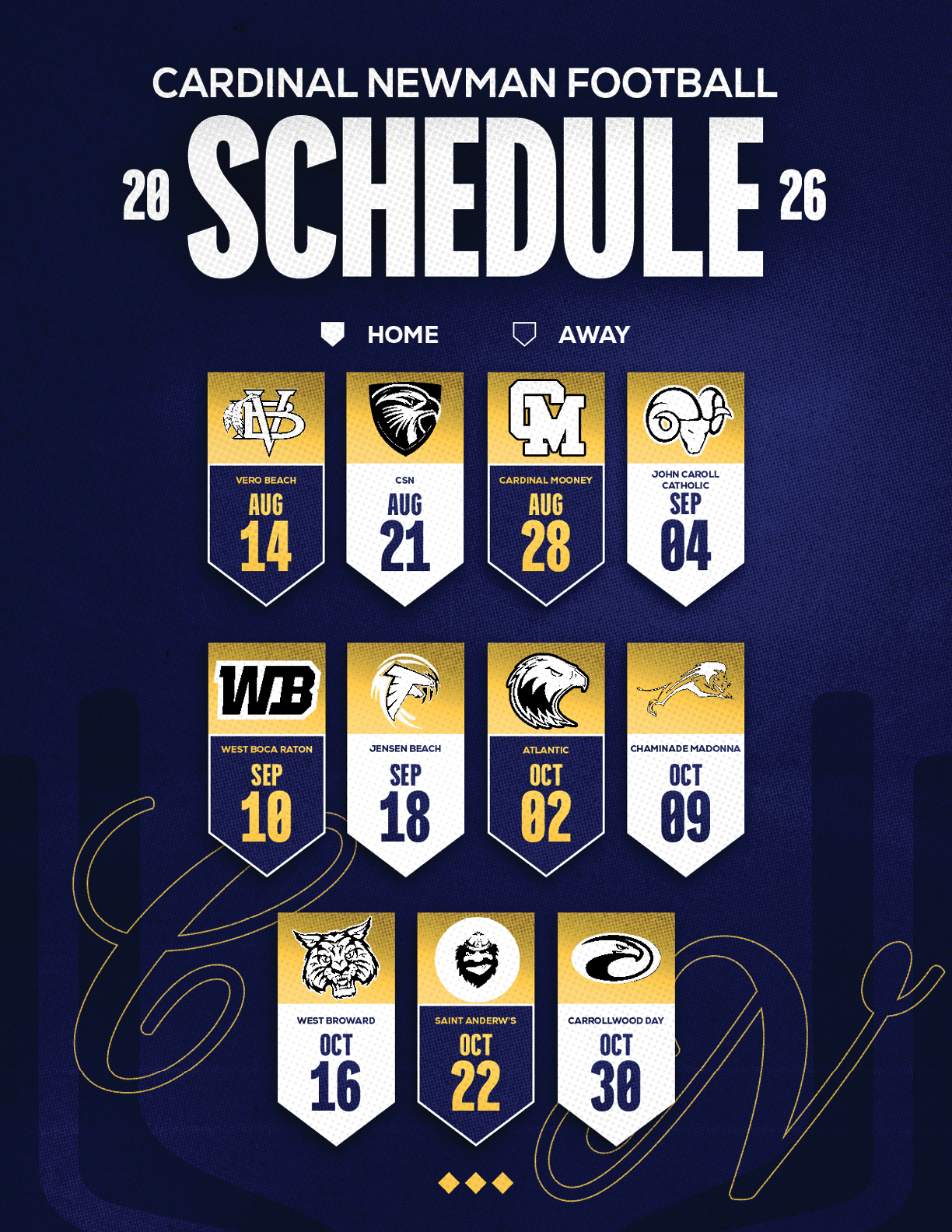 A football schedule for the 2014 season. Description generated by AI