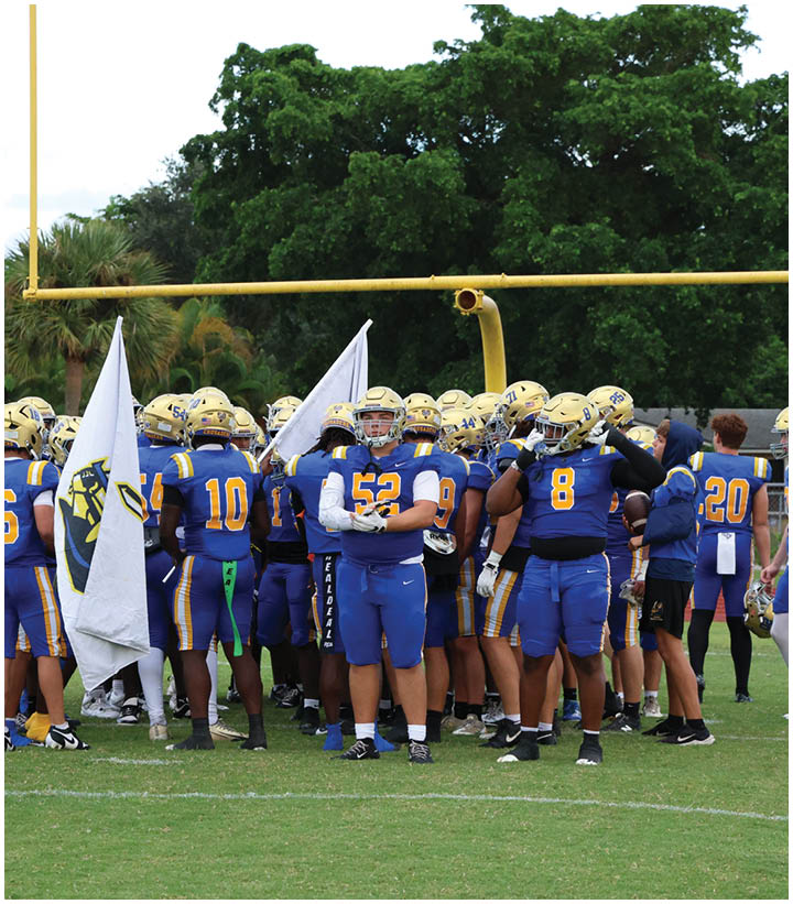 A group of football players wearing black and white uniforms. Description generated by AI
