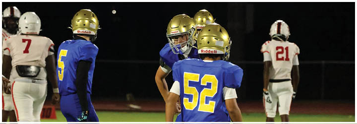 A group of football players on a field. Description generated by AI
