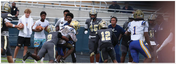 A football player is sliding on the ground. Description generated by AI