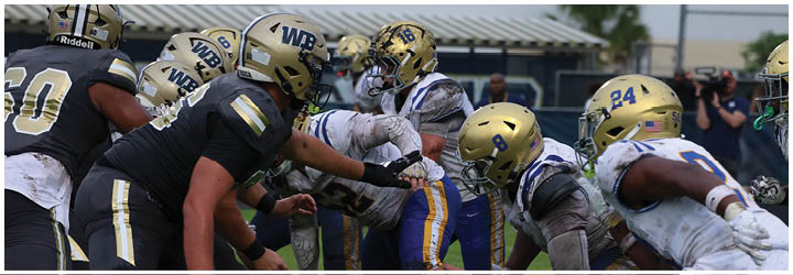 A group of football players on a field. Description generated by AI
