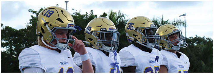 A group of football players on a field. Description generated by AI