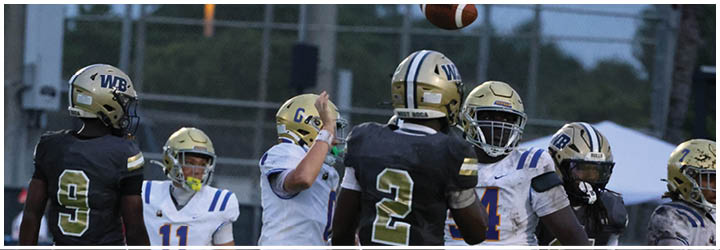 A group of football players on a field. Description generated by AI
