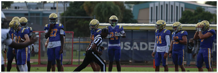 A group of football players on a field. Description generated by AI